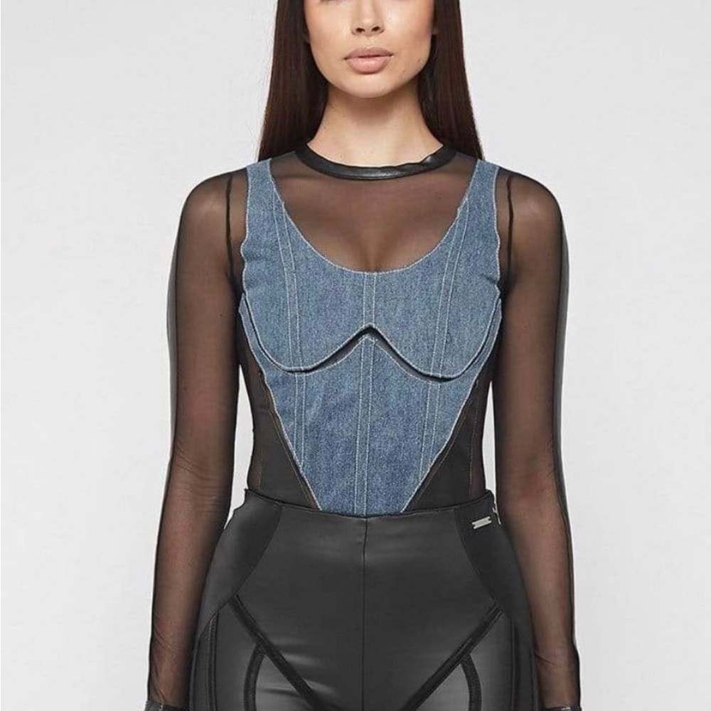 Maniere De Voir Black and Blue Bodysuit